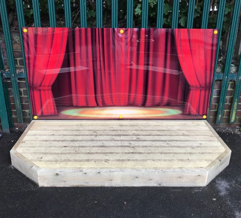 Wooden Stage with Backdrop